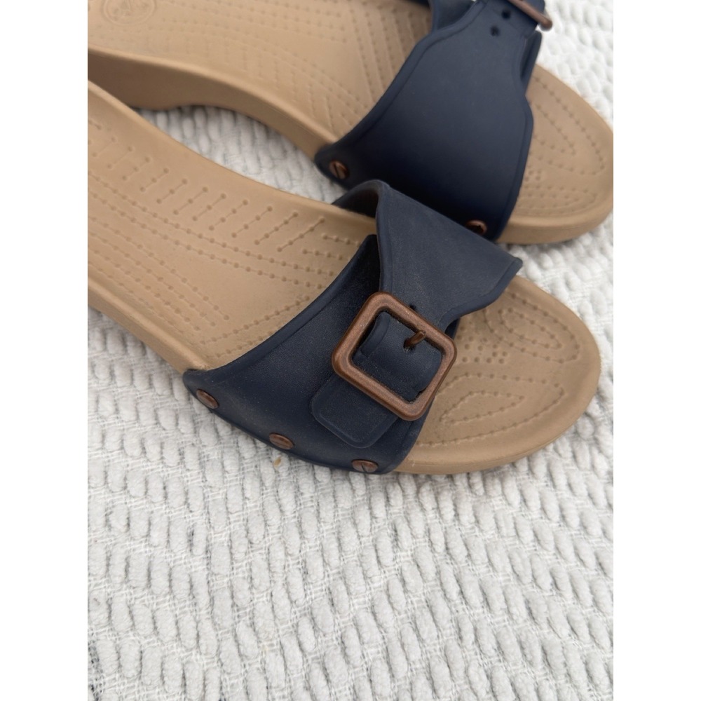 Crocs Sarah Buckle Strap Slide Womens Sandals Navy Blue Size 10 - Picture 4 of 9